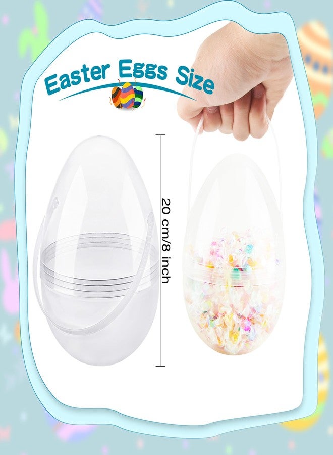 Restroma 12 Pcs 8 Inch Clear Easter Egg with Handles Large Transparent Easter Eggs DIY Jumbo Easter Egg for Easter Hunt Game Supplies Party Decoration - Image 2